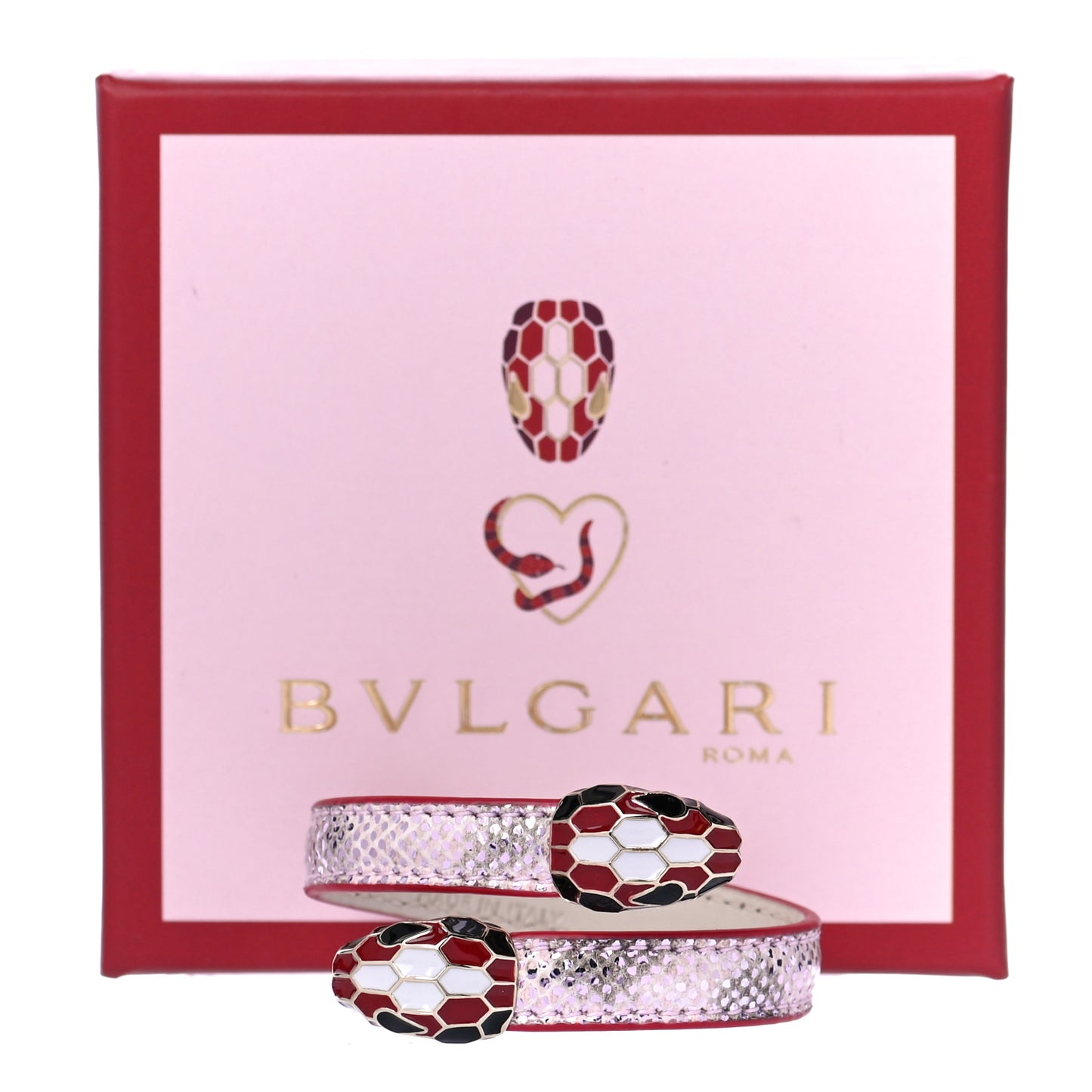 Metallic Karung Serpenti Forever Bracelet Rosa di Francia Light Gold