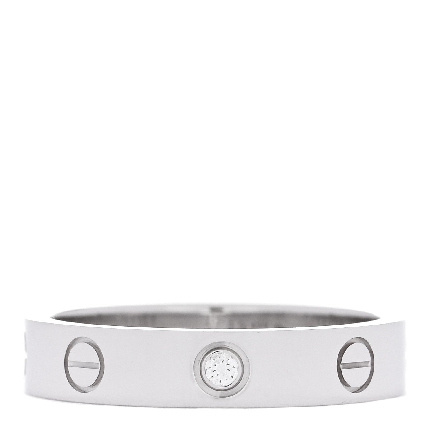 Cartier 18K White Gold Diamond 4mm LOVE Wedding Band Ring 54 6.75 1 of 4