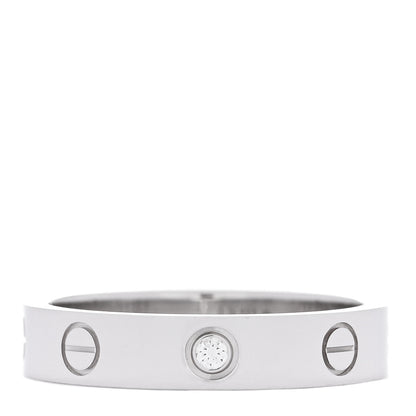 Cartier 18K White Gold Diamond 4mm LOVE Wedding Band Ring 54 6.75 1 of 4