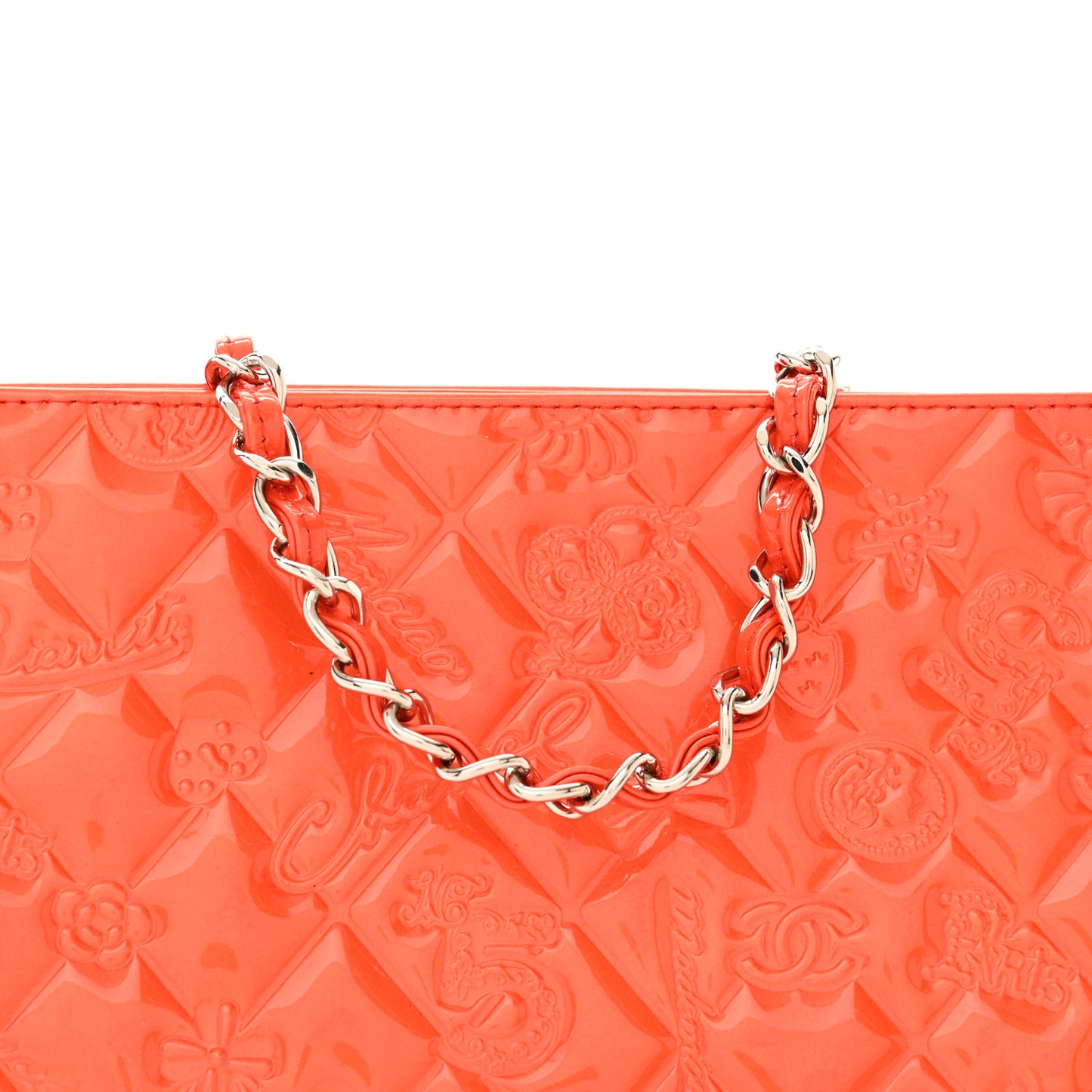 Patent Calfskin Lucky Symbols Pochette Coral
