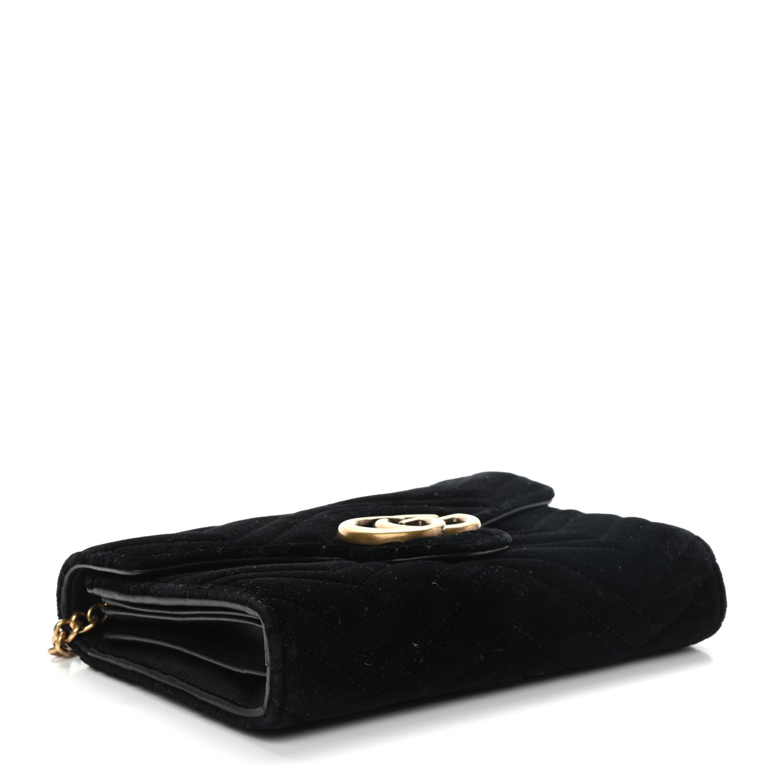 Gucci Velvet Matelasse GG Marmont Chain Wallet Black 4 of 11