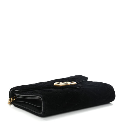 Gucci Velvet Matelasse GG Marmont Chain Wallet Black 4 of 11