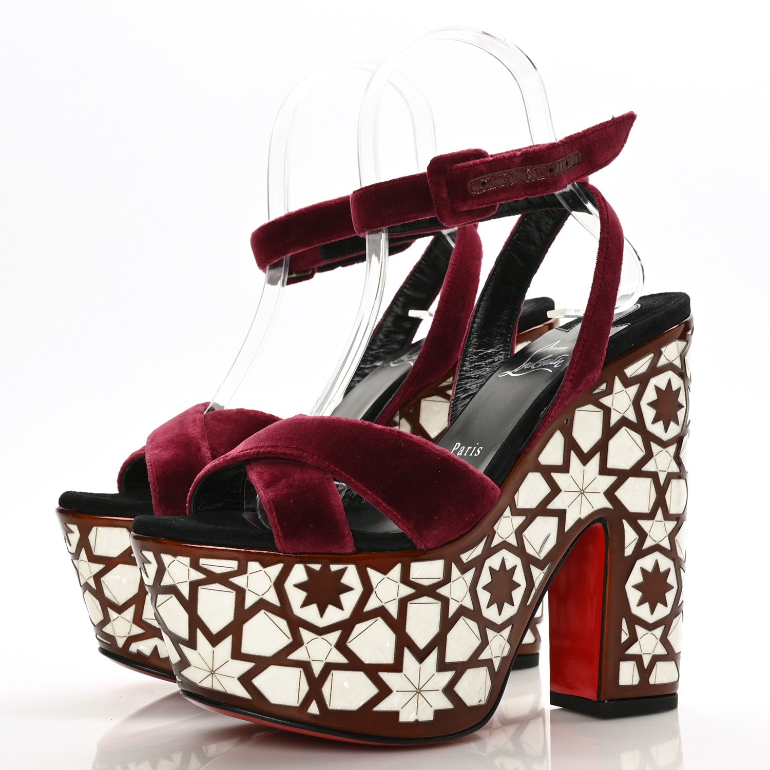 Christian Louboutin Velvet Super Yaz Pearl 160 Sandals 38 Galata Black 3 of 7