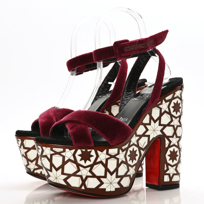 Christian Louboutin Velvet Super Yaz Pearl 160 Sandals 38 Galata Black 3 of 7