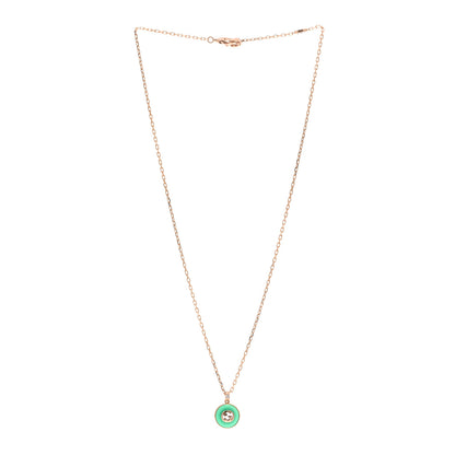 Gucci 18K Rose Gold Green Agate Interlocking G Pendant Necklace 3 of 5