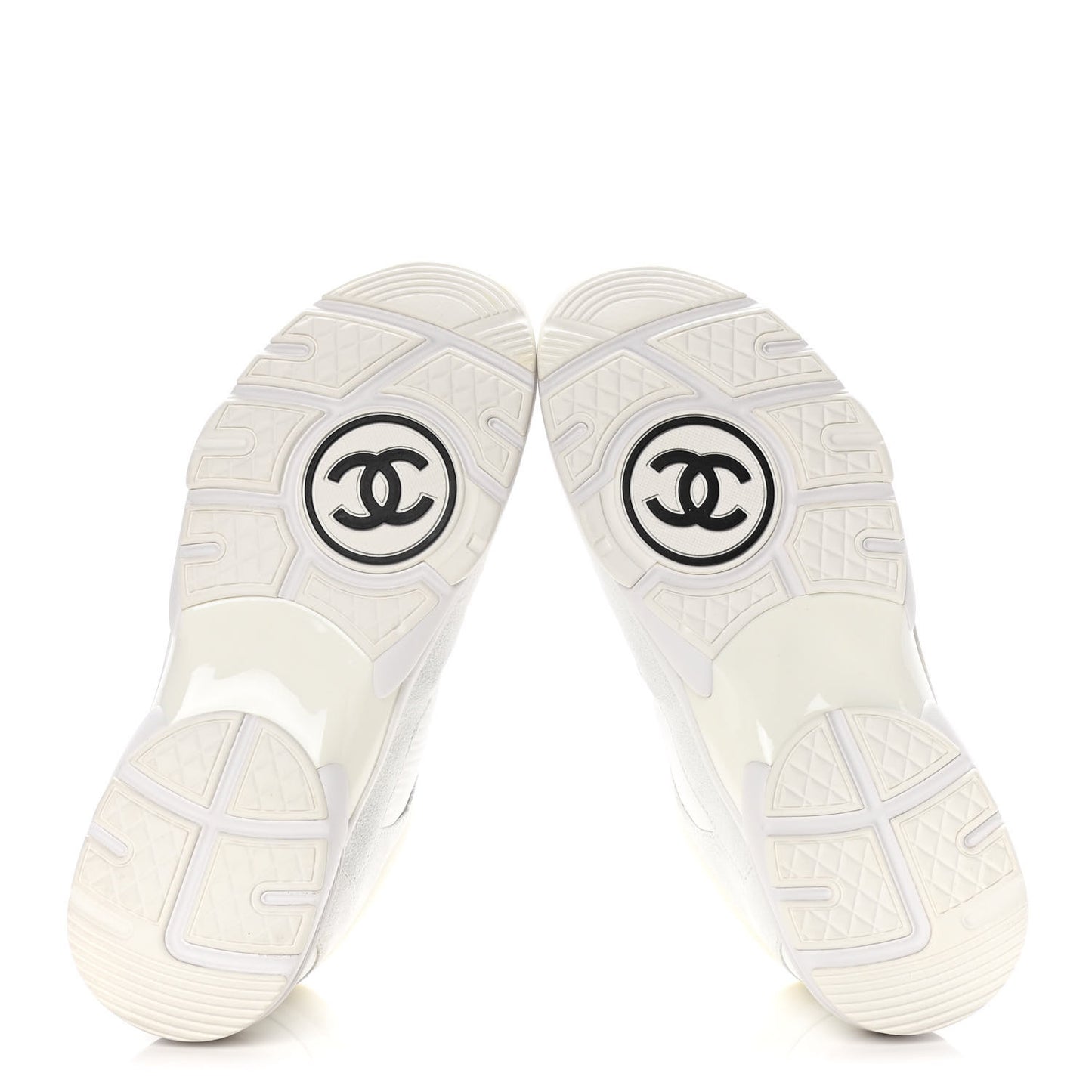 Nylon Calfskin Suede Fabric CC Sneakers 40 White