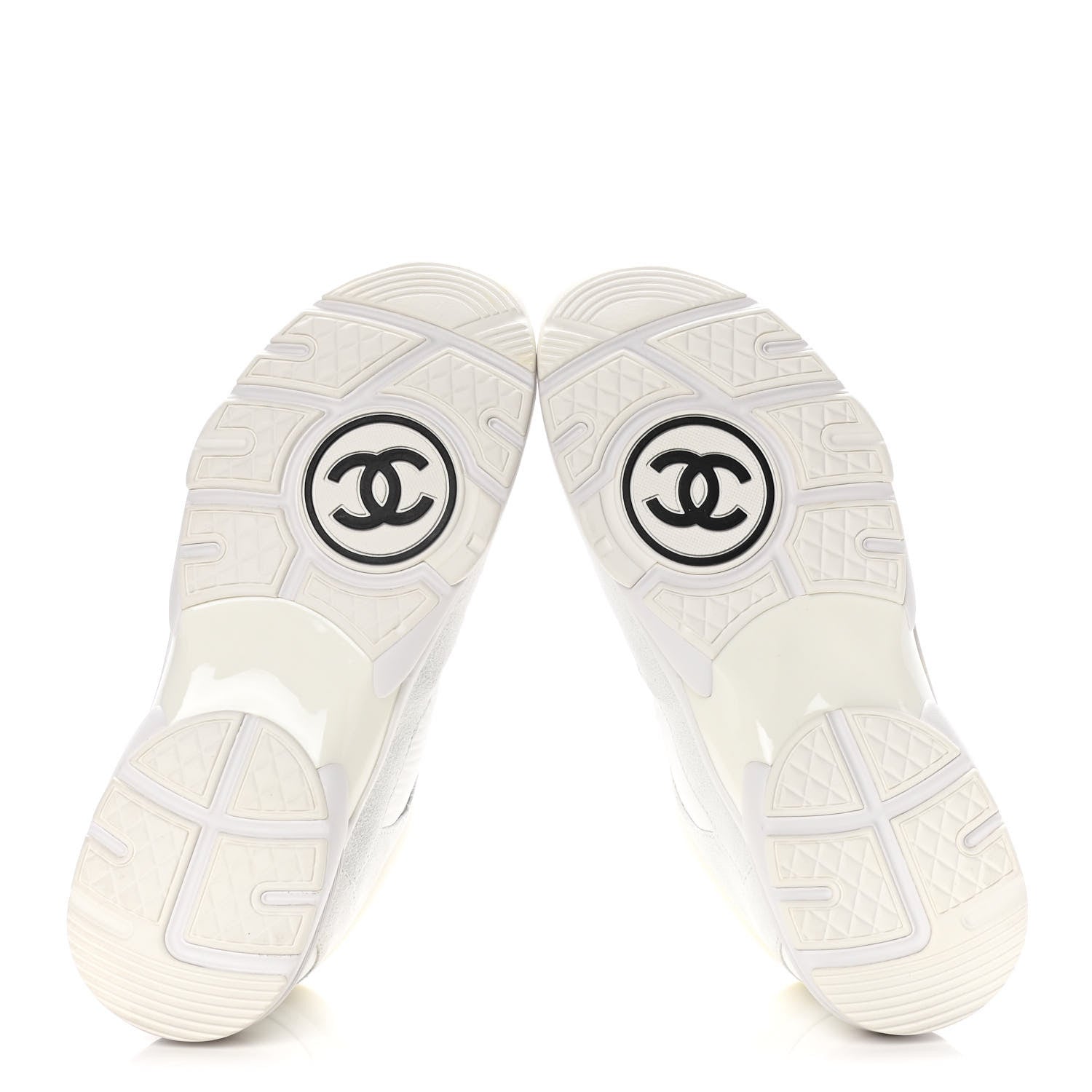 Chanel Nylon Calfskin Suede Fabric CC Sneakers 40 White 7 of 10