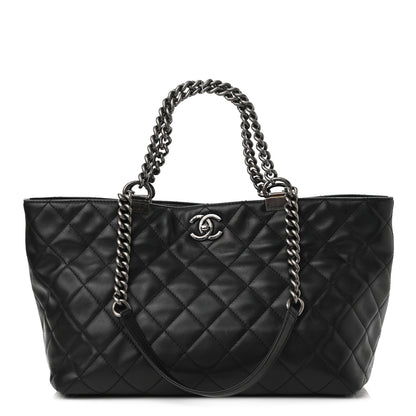 Chanel Calfskin Quilted Small Shopping In Chains Tote Black 1 of 9