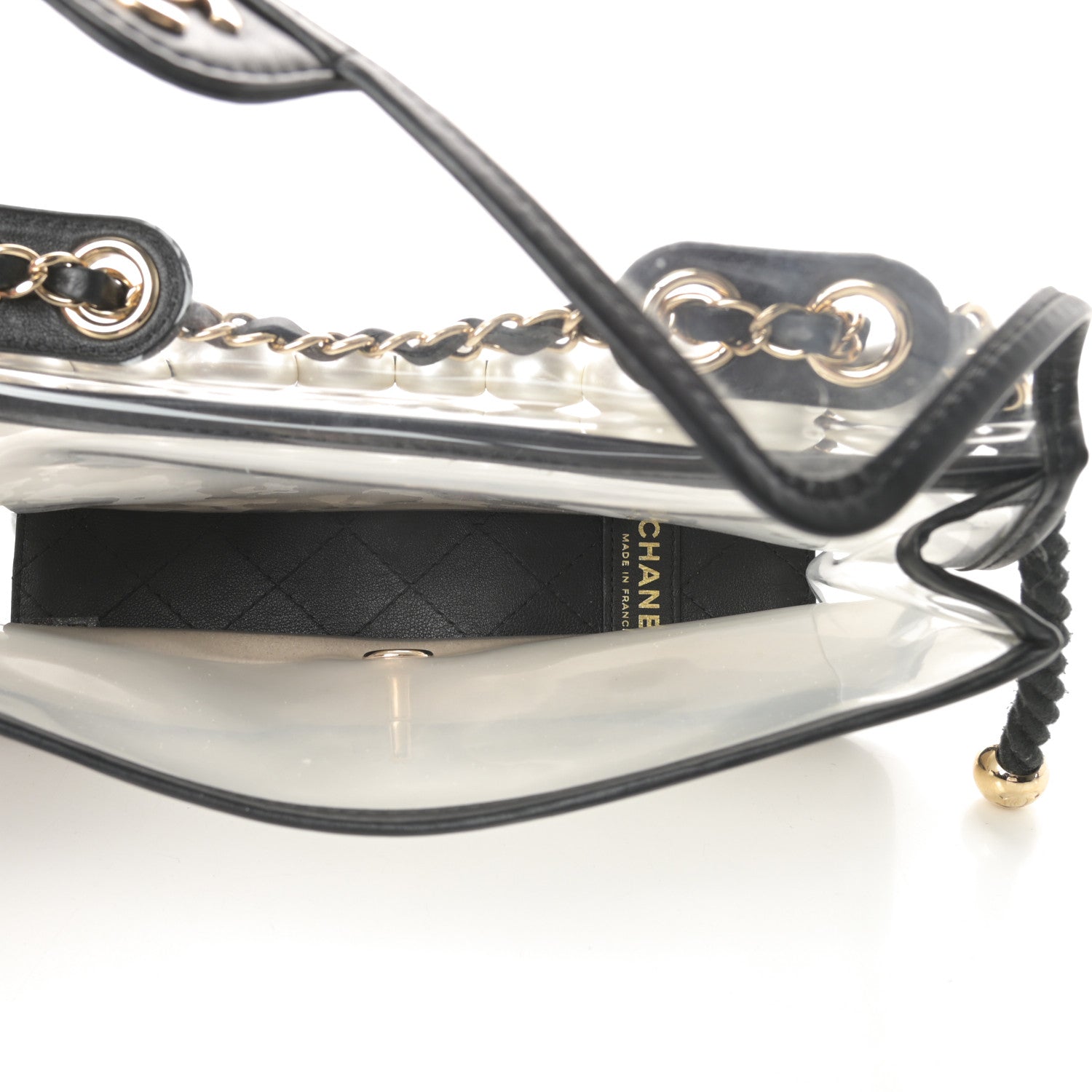 Chanel Lambskin PVC Sand By The Sea Flap With Pearl Strap Black 5 of 12