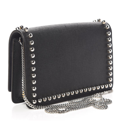 Fendi Vitello Elite Mink Fur Studded Karlito Tube Wallet on Chain Black 3 of 11