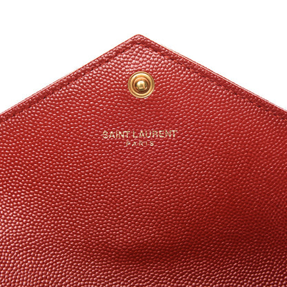 Saint Laurent Grain De Poudre Matelasse Chevron Monogram Flap Wallet New Red 6 of 7