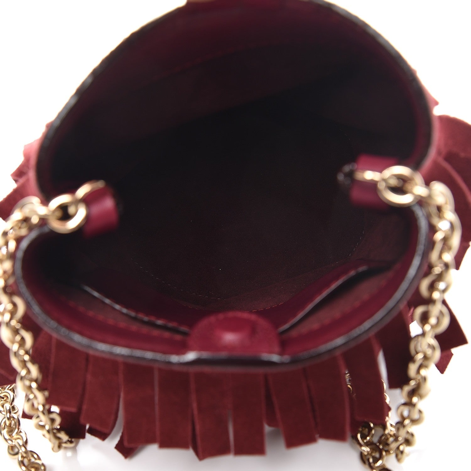 Burberry Suede Fringe Baby Bucket Bag Cherry 5 of 7