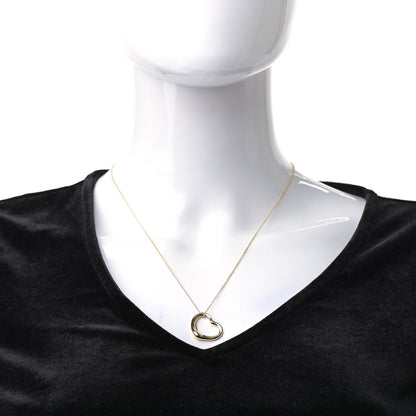 Tiffany 18K Yellow Gold 22mm Elsa Peretti Open Heart Pendant Necklace 2 of 7