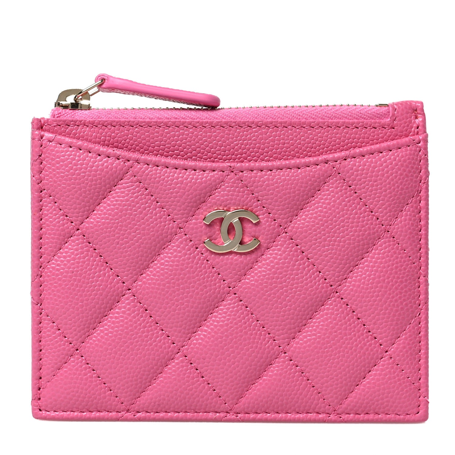 Chanel Caviar Quilted CC Zip Card Holder Pink 1 of 7