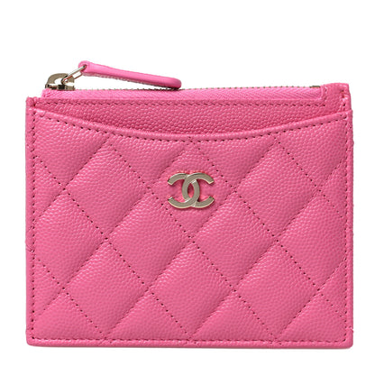 Chanel Caviar Quilted CC Zip Card Holder Pink 1 of 7