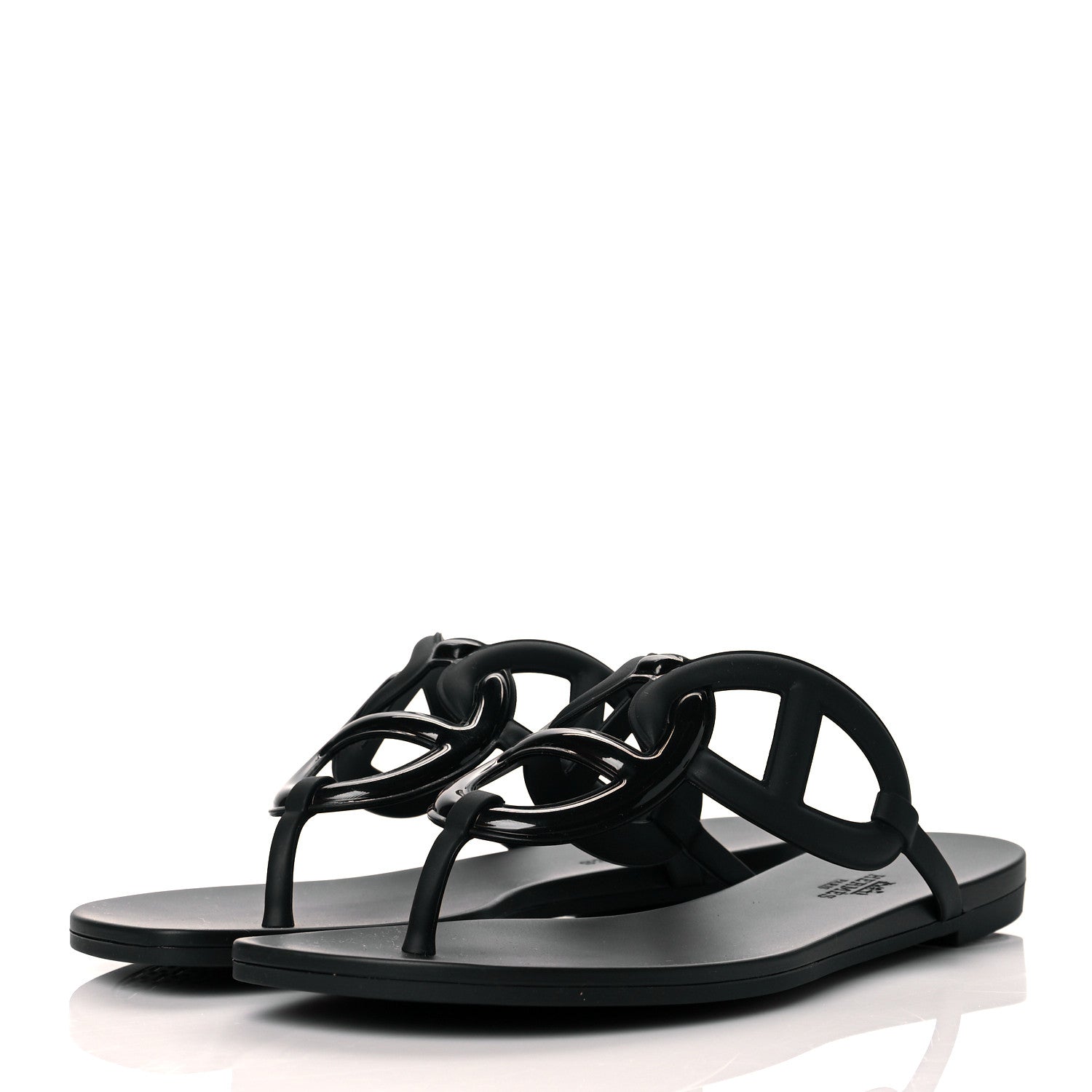Hermes Rubber Womens Egerie Sandals 39 Black 3 of 8