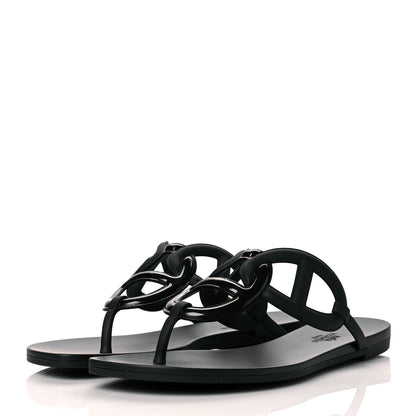 Hermes Rubber Womens Egerie Sandals 39 Black 3 of 8