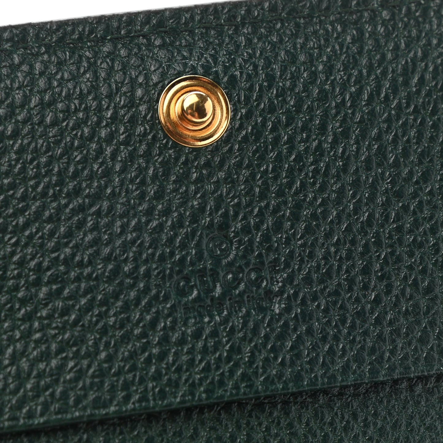 Grainy Calfskin Zumi Chain Card Case Wallet Vintage Green