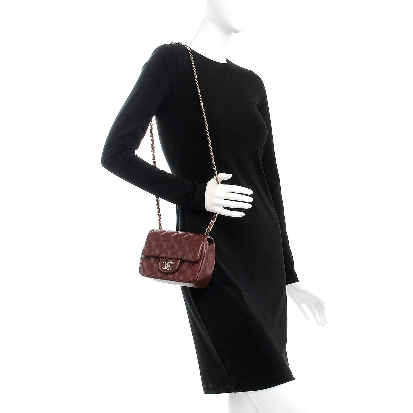 Lambskin Quilted Mini Square Flap Burgundy
