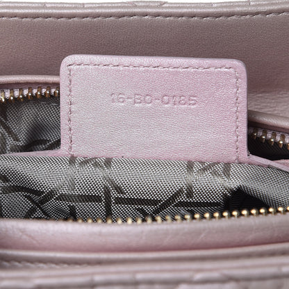 Christian Dior Pearly Lambskin Cannage Medium Lady Dior Lotus 7 of 12
