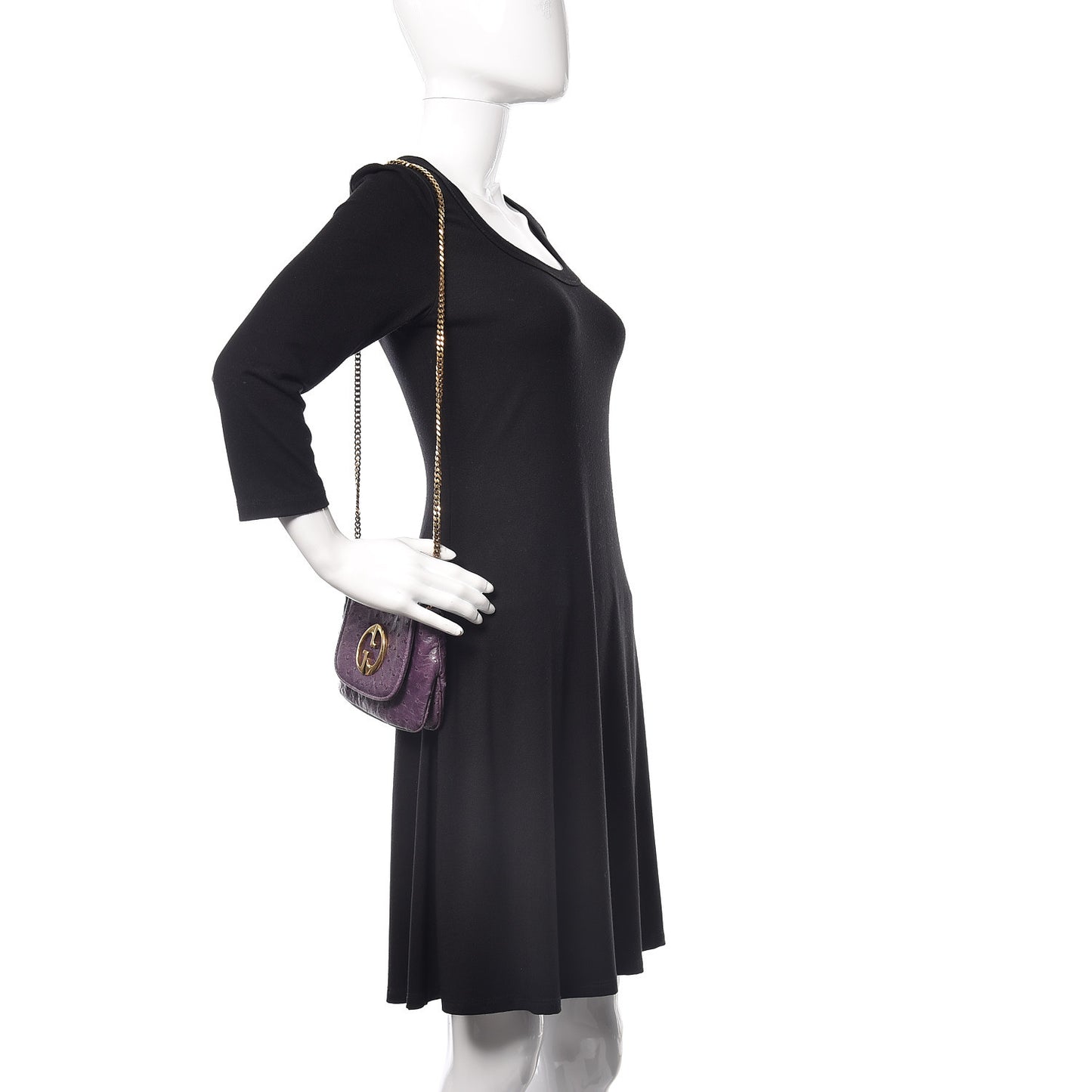 Ostrich Small 1973 Chain Shoulder Bag Purple