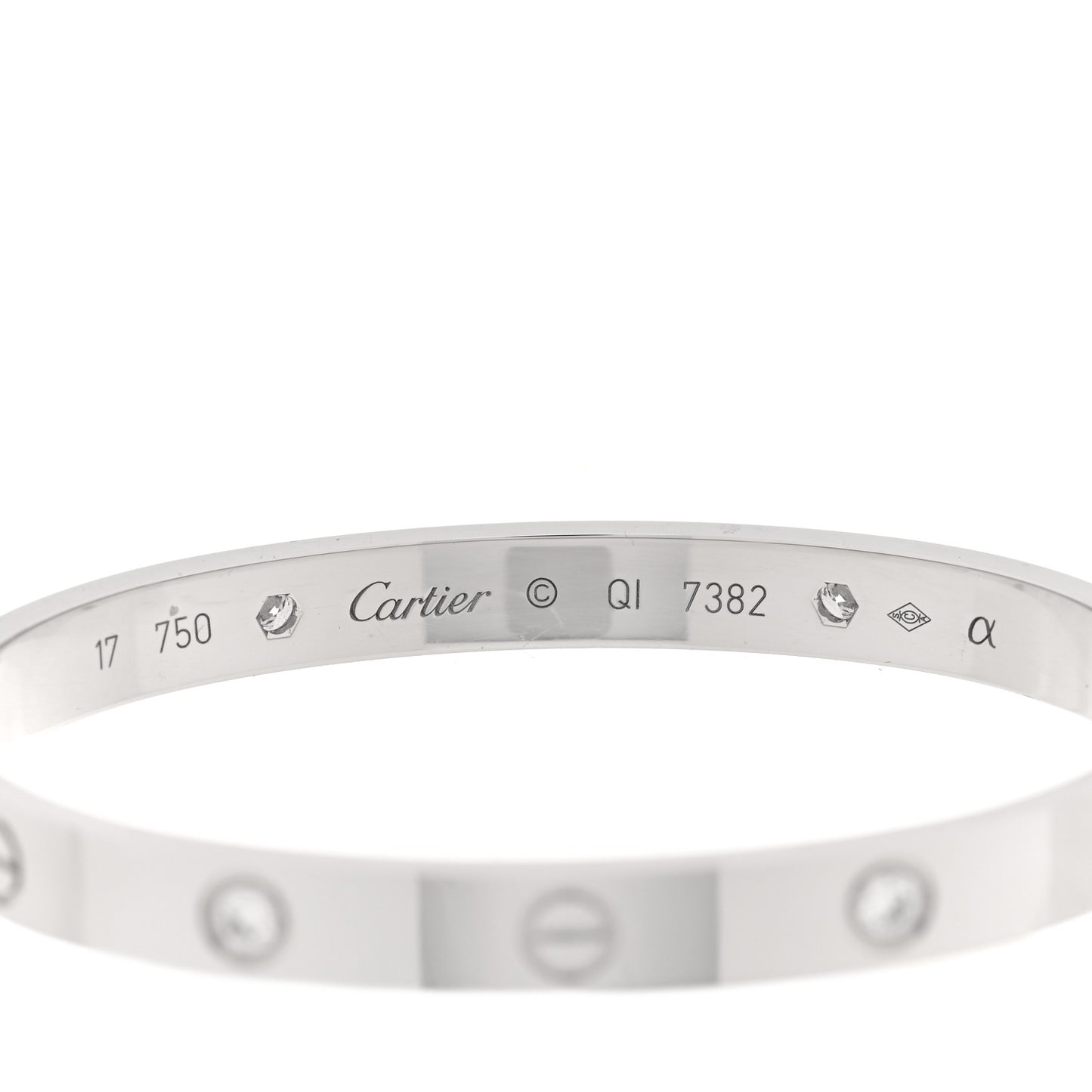 18K White Gold 4 Diamond LOVE Bracelet 17