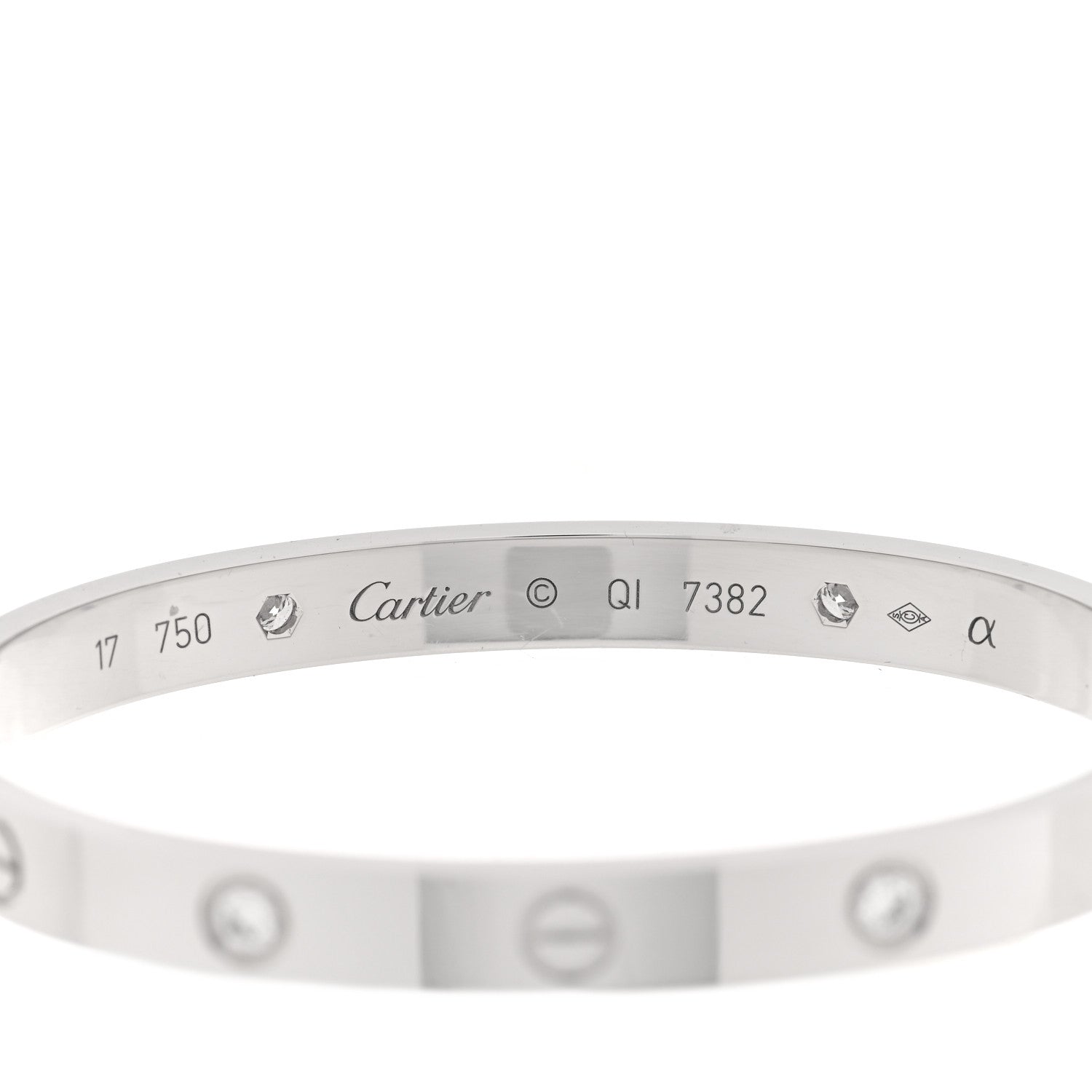 Cartier 18K White Gold 4 Diamond LOVE Bracelet 17 3 of 7