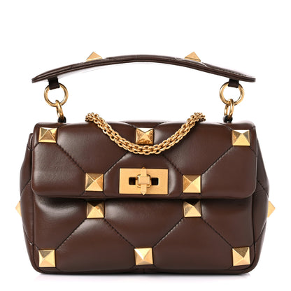 Valentino Garavani Nappa Medium Roman Stud Shoulder Bag Teak Brown 1 of 10
