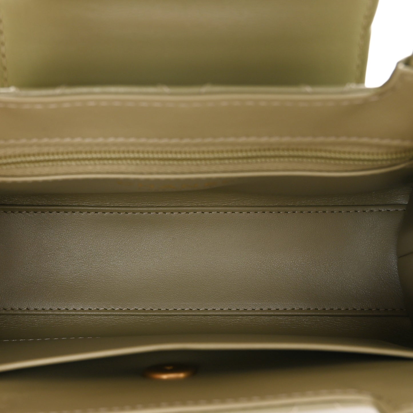 Shiny Aged Calfskin Quilted Nano Kelly Shopper Khaki