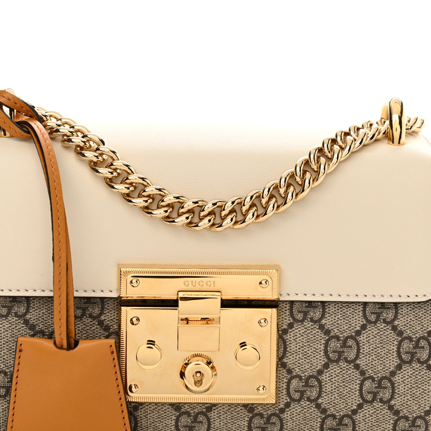 Gucci GG Supreme Monogram Calfskin Small Padlock Shoulder Bag Beige Mystic White Sun Oil 8 of 12