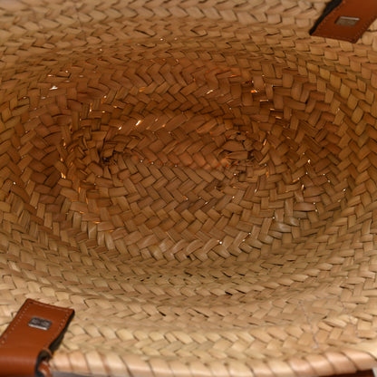 Loewe Raffia Small Basket Tote Bag Natural Tan Navy 5 of 9