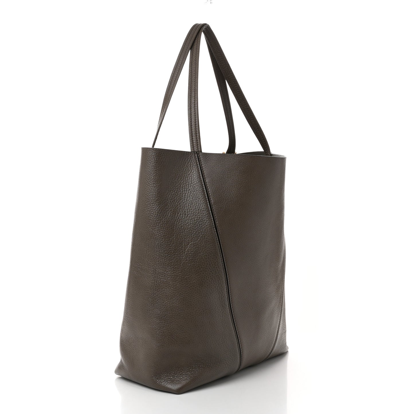 Grained Calfskin Large Spin Tote Flannel Grey