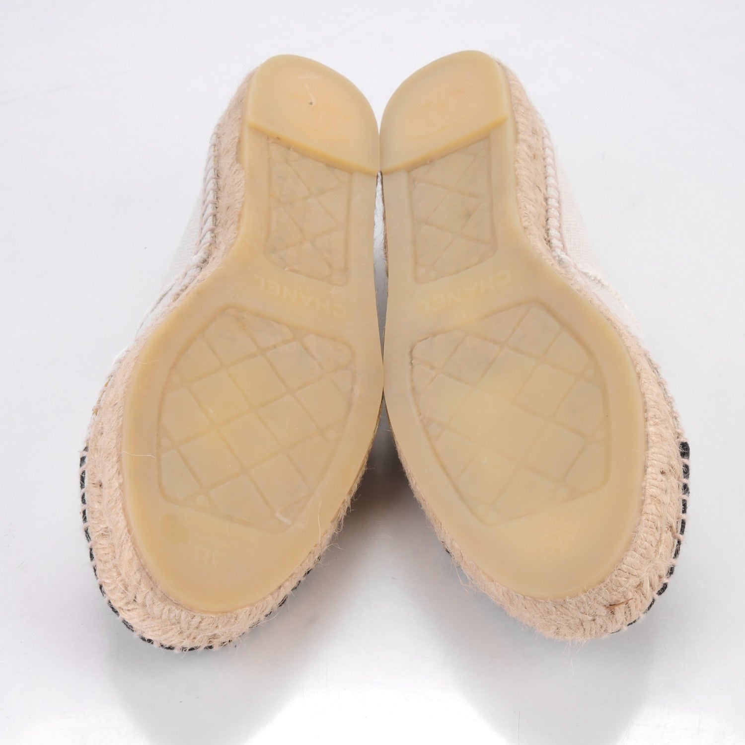Chanel Linen CC Espadrilles 38 Beige Black 5 of 9