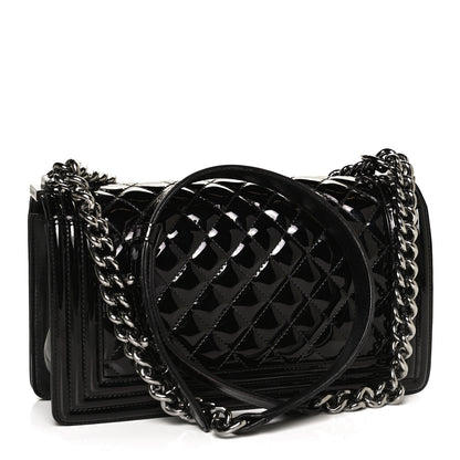 Chanel Patent Calfskin Quilted Medium Boy Flap Black 3 of 12