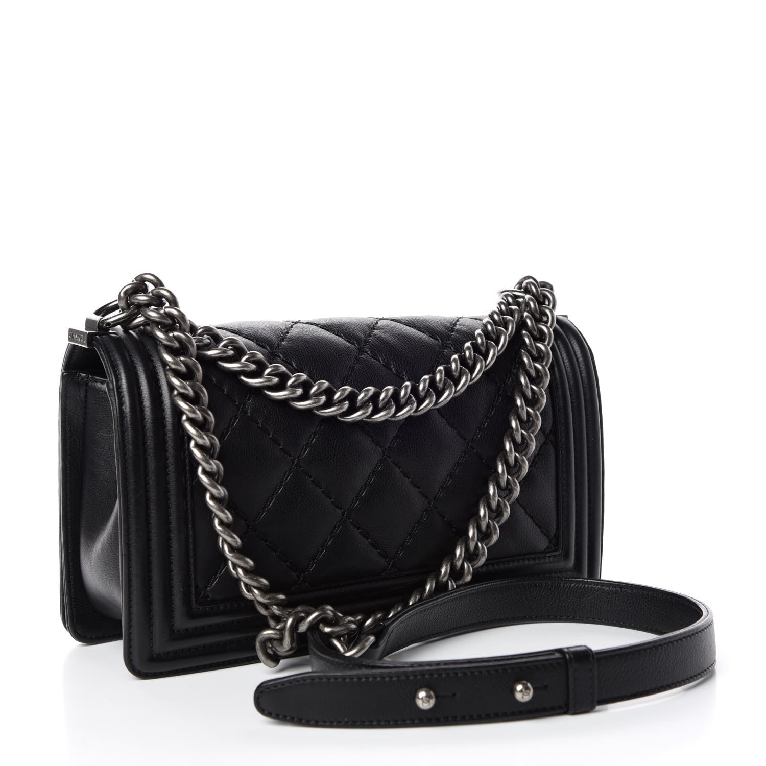 Chanel Calfskin Double Stitch Medium Boy Flap Black 3 of 9