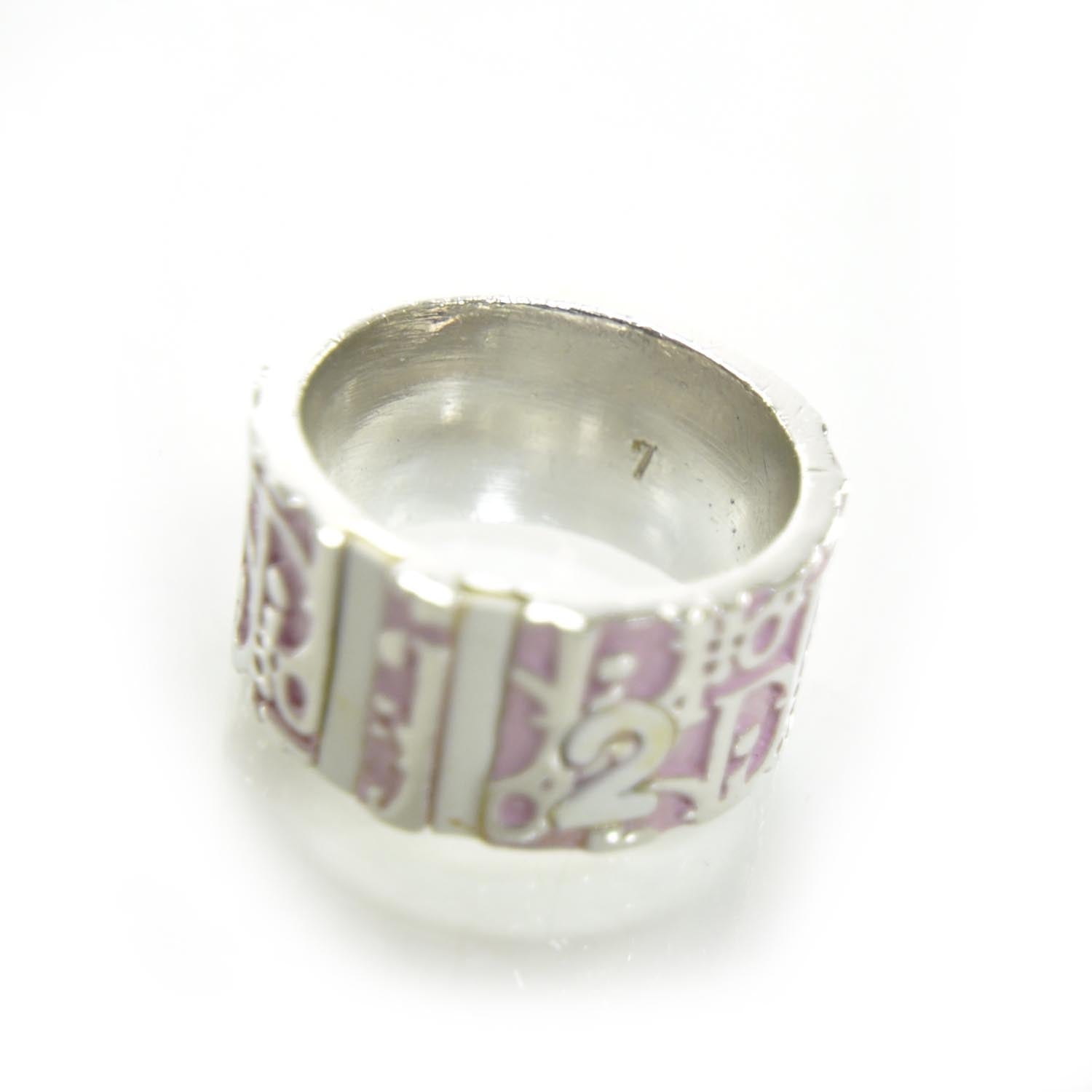 Christian Dior Silver Girly Logo Ring Pink 7.75 4 of 4