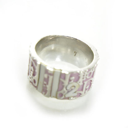 Christian Dior Silver Girly Logo Ring Pink 7.75 4 of 4