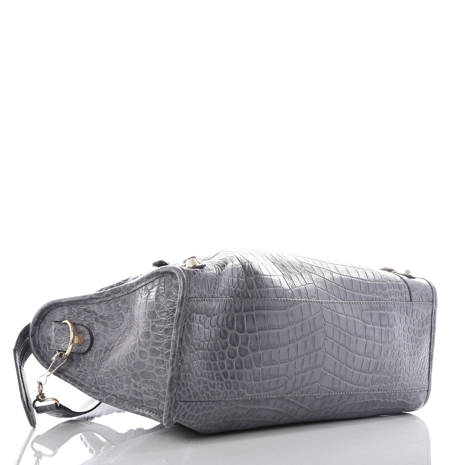 Balenciaga Calfskin Crocodile Embossed Giant 12 Gold Hardware City Gris Beton 3 of 14