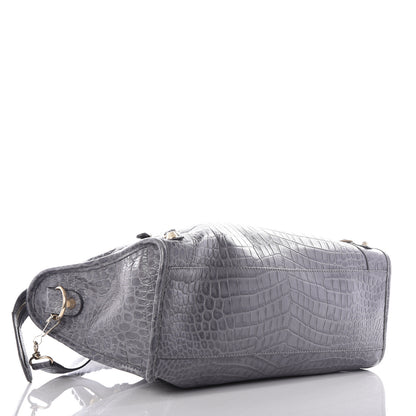 Balenciaga Calfskin Crocodile Embossed Giant 12 Gold Hardware City Gris Beton 3 of 14