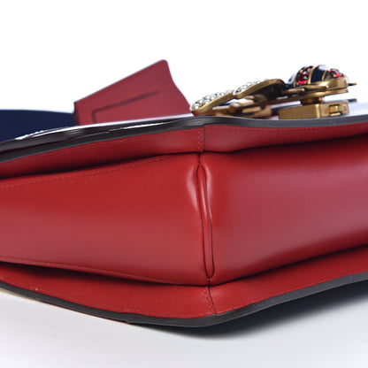 Gucci Calfskin Sylvie Web Queen Margaret Shoulder Bag Blue Agata Hibiscus Red Mystic White 9 of 10