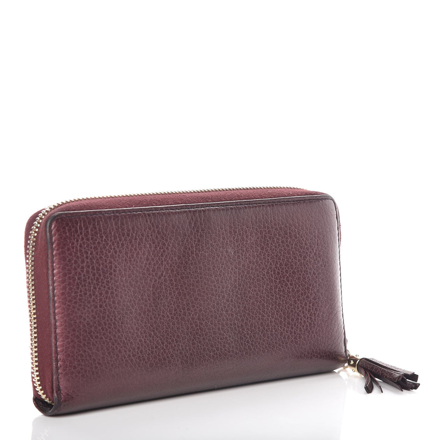 Metallic Cellarius Calfskin Soho Zip Around Wallet Classic Burgundy