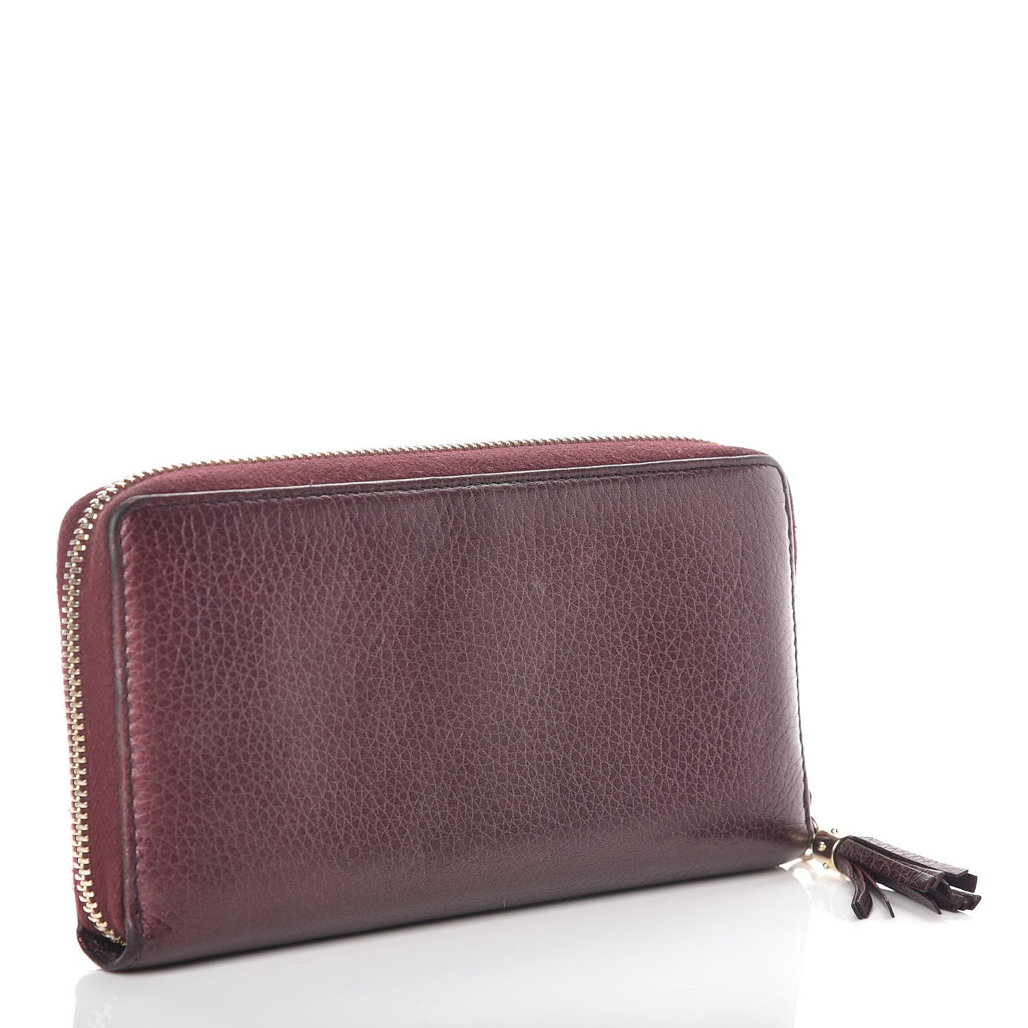 Gucci Metallic Cellarius Calfskin Soho Zip Around Wallet Classic Burgundy 3 of 13