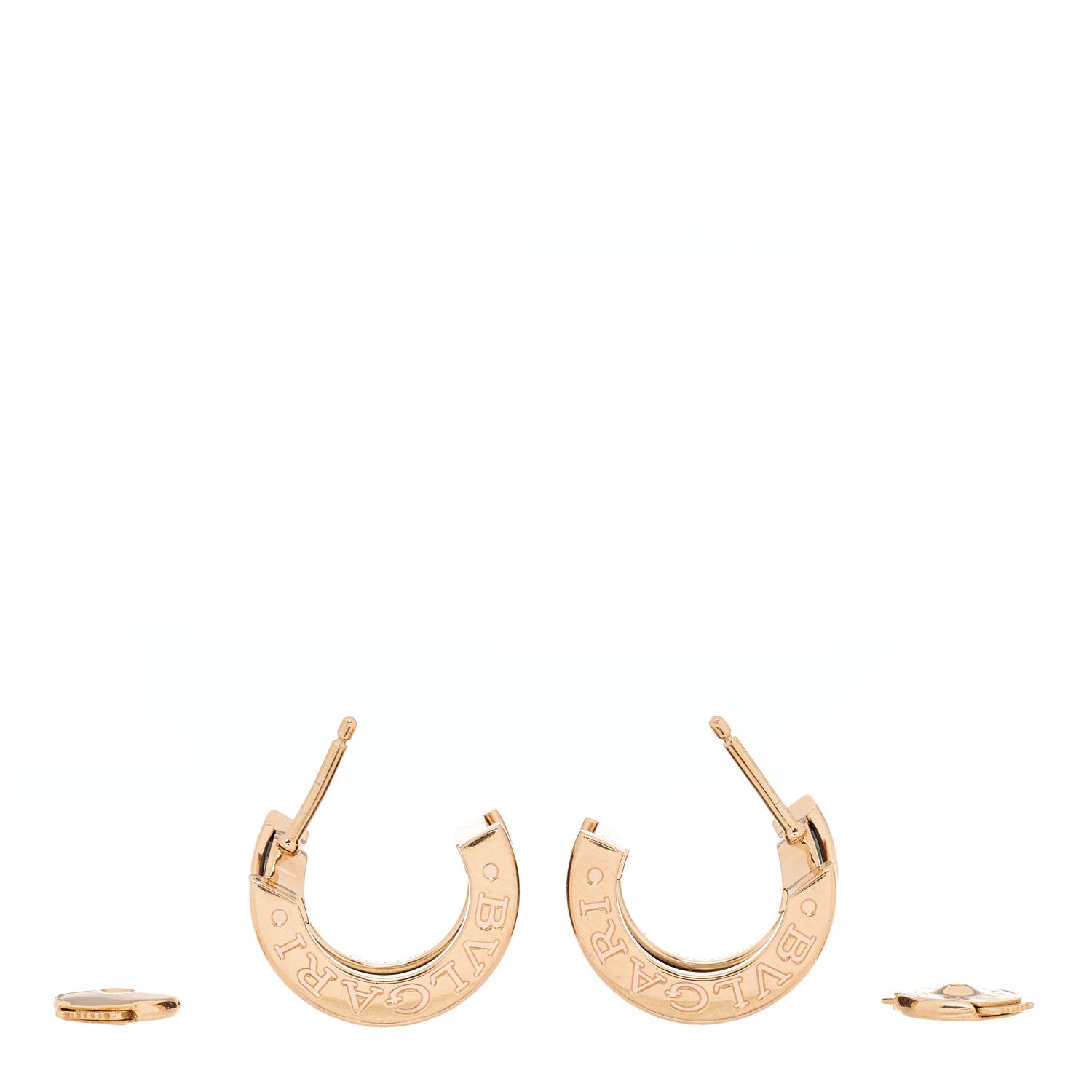 Bulgari 18K Rose Gold Black Ceramic B.Zero1 Hoop Earrings 3 of 6
