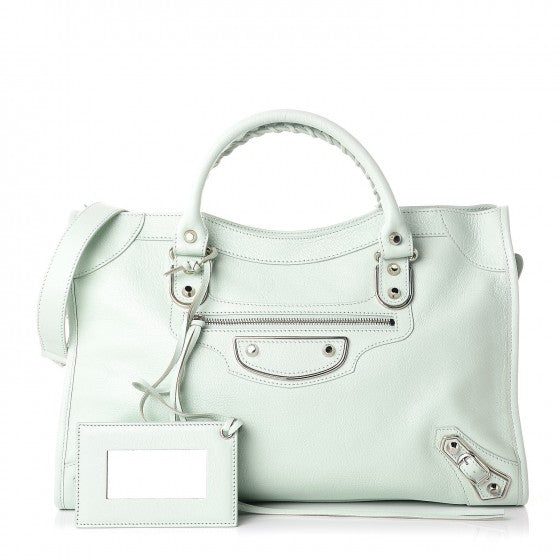 Balenciaga Chevre Silver Metallic Edge Hardware City Vert Anis 1 of 7
