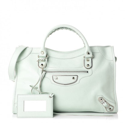 Balenciaga Chevre Silver Metallic Edge Hardware City Vert Anis 1 of 7