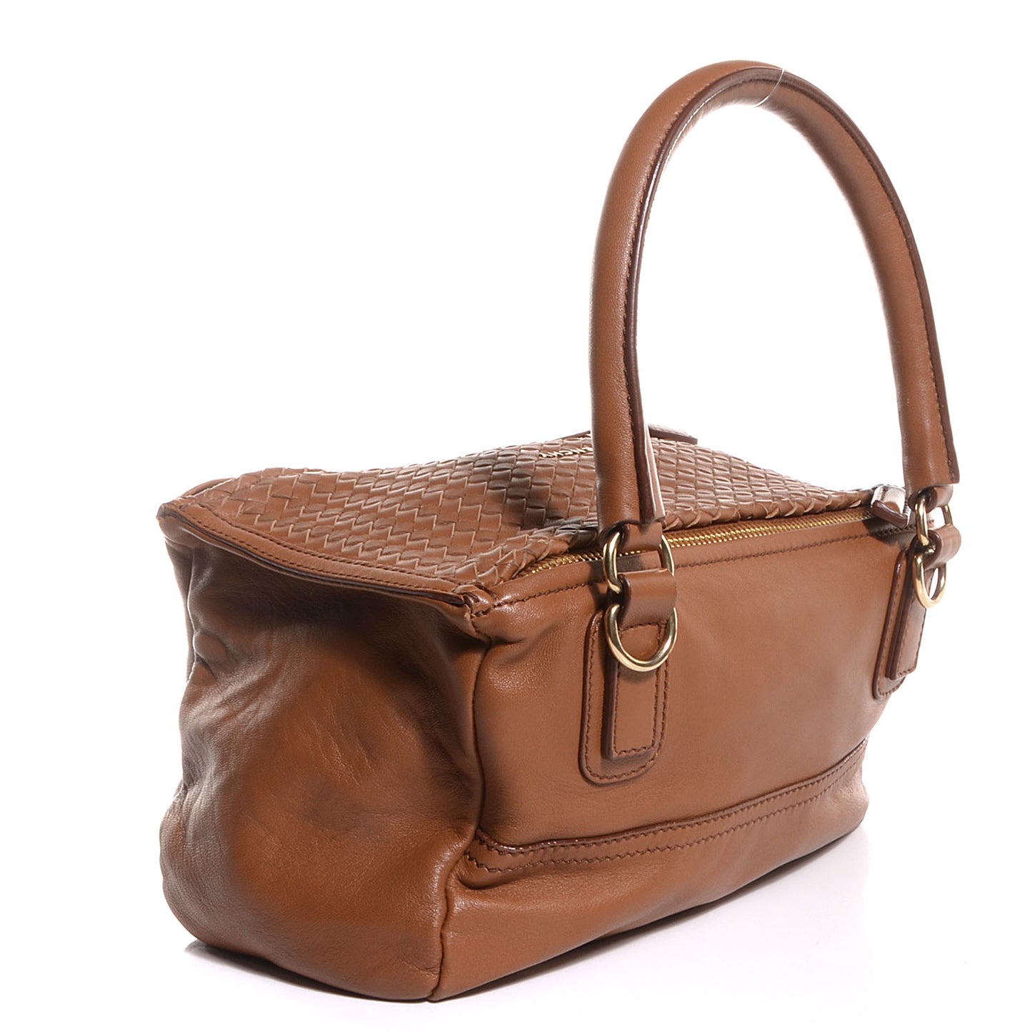 Lambskin Small Woven Pandora Tan