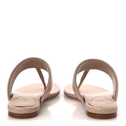 Louis Vuitton Lambskin Embossed Monogram Drapy Flat Thong Sandal 35.5 Beige 6 of 12
