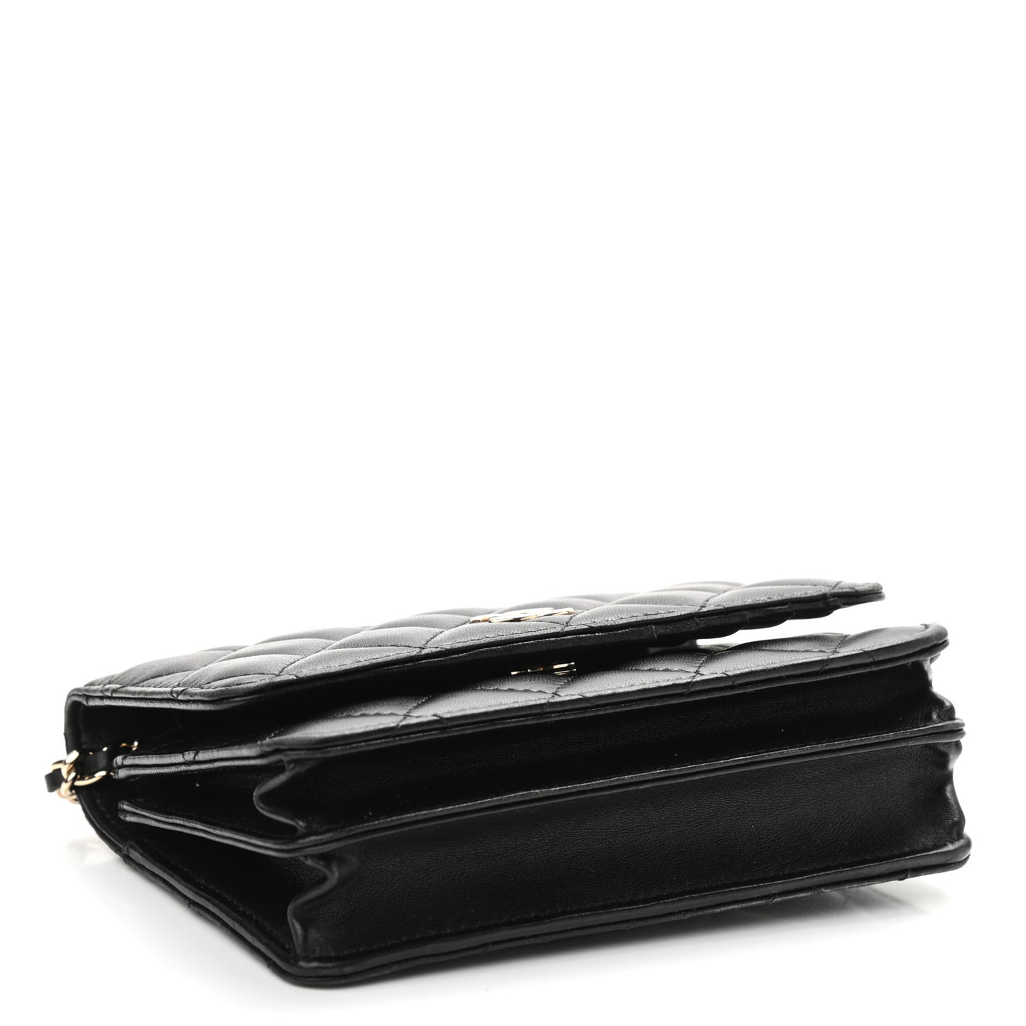 Lambskin Quilted Mini Camellia Bow Wallet On Chain WOC Black