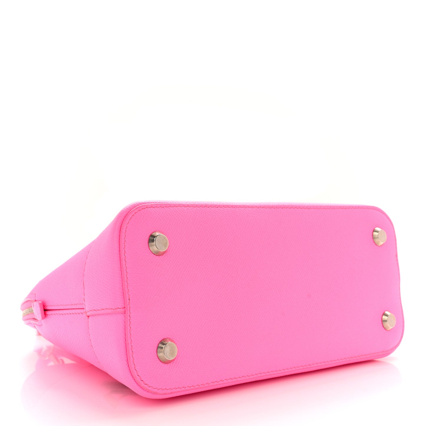 Signature Grained Calfskin Logo M Ville Top Handle Bag Rose Bubblegum Black