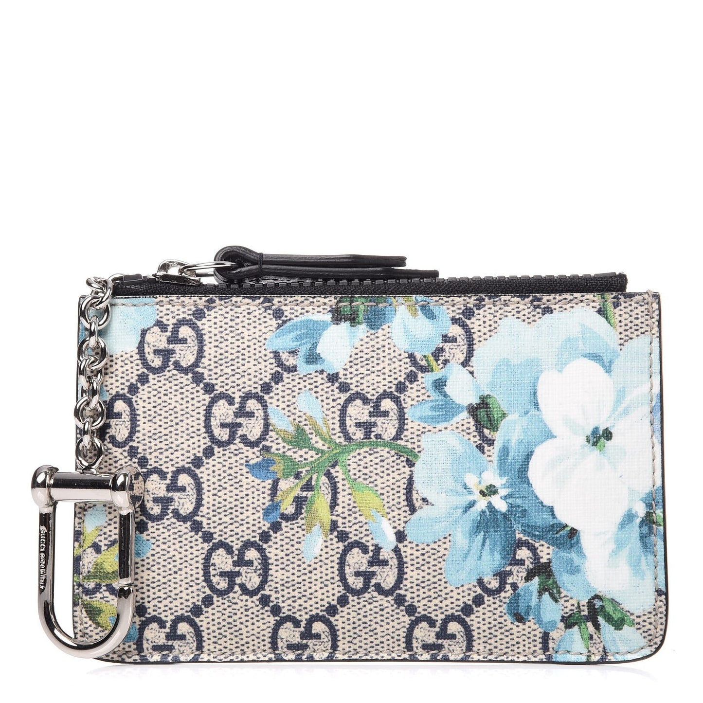 GG Supreme Monogram Blooms Key Case Beige Blue Navy